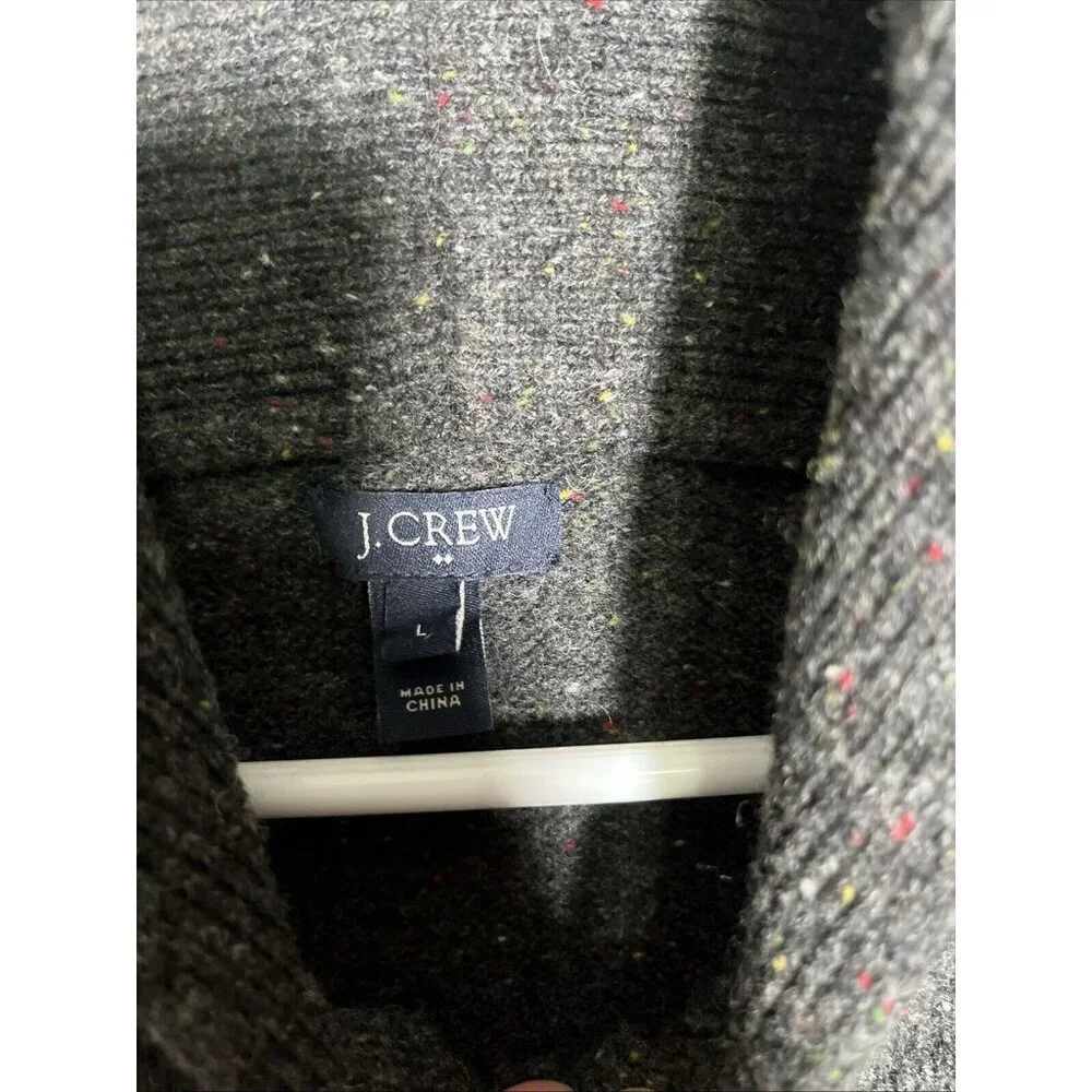 J. Crew Lambswool Donegal Quarter Zip Sweater Mens‎ L Gray Raglan Knit Heritage